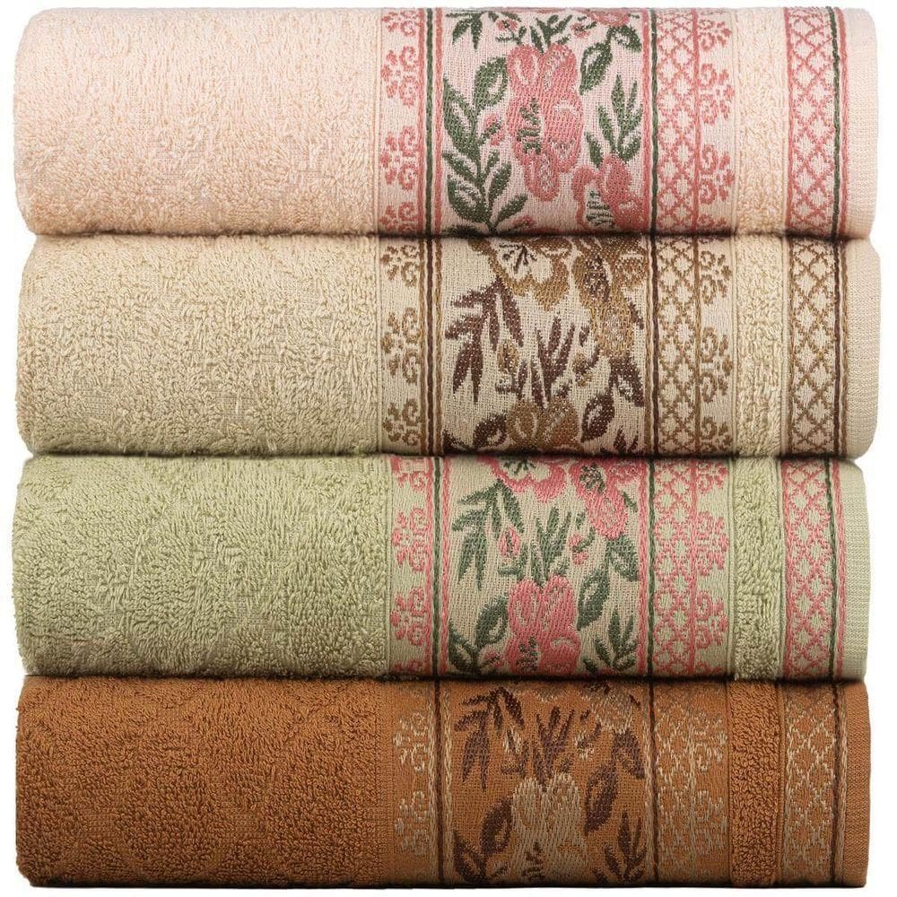 Kit 4 Toalhas De Banho Fio Penteado Jacquard - 70x140cm - Nice - Kit 1
