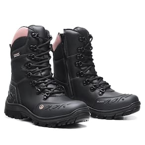 Bota Coturno Couro Motociclista Feminina Confortável