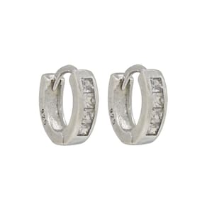 Brinco Argola Pequena Com Zirconios Cravejados Prata 925