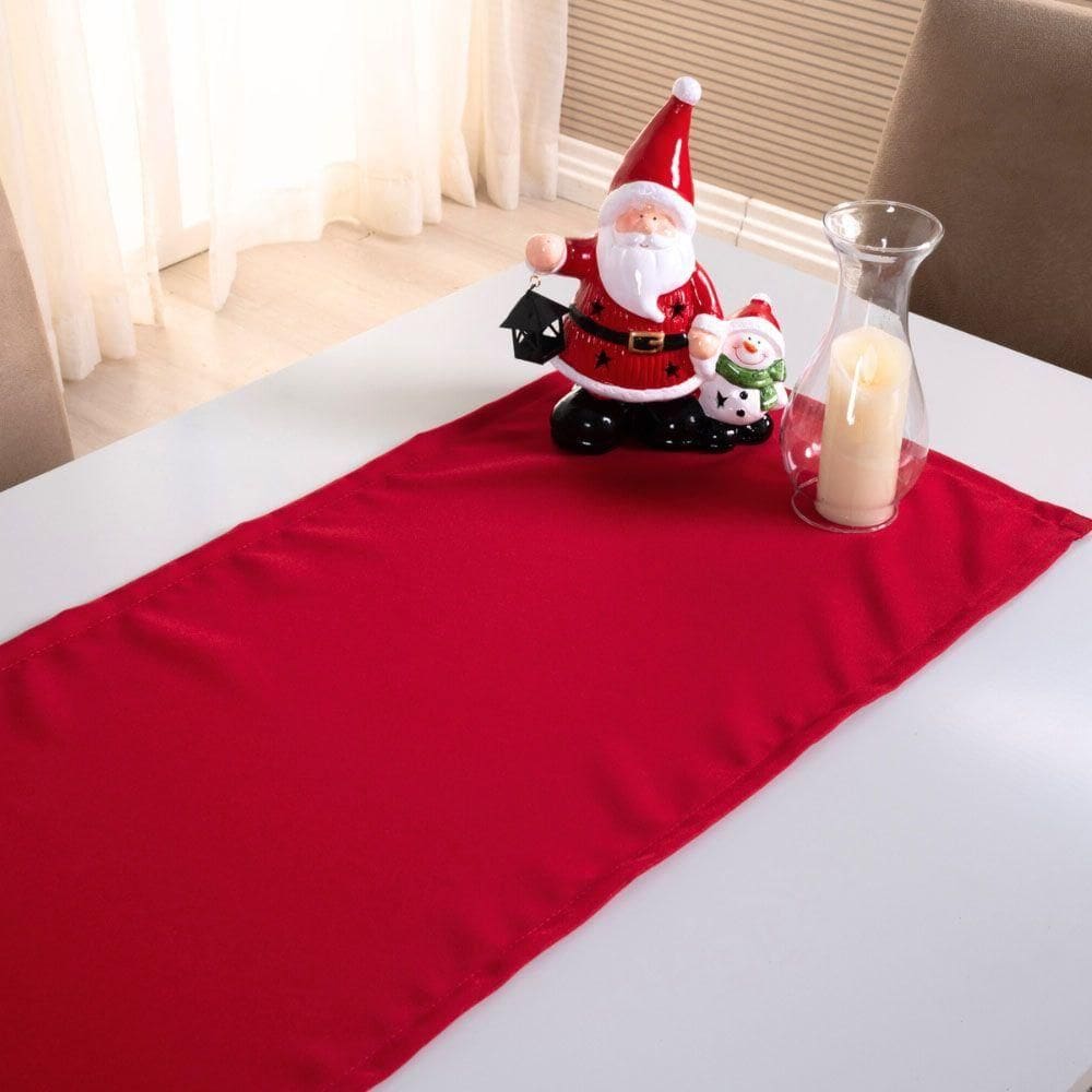 Caminho De Mesa Basic Liso 1 Peça 1,30m X 40cm Decorativo Tecido Oxford Vermelho 100% Poliéster