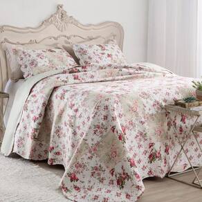 Kit Cobre Leito Colcha Daily King 3 Peças Dupla Face Estampado Floral Floral 11 100% Poliéster