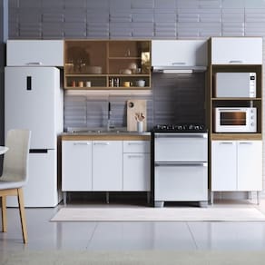 Cozinha Completa Modulada 5 Peças Paris Multimóveis Mp2250 Madeirado/branco