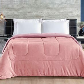 Coberdrom Hot Quente Casal Queen Malha 140g 100% Algodão Manta Flannel Dupla Face Rosa