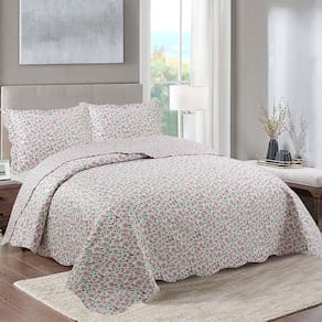 Kit Cobre Leito Colcha Daily Casal 3 Peças Dupla Face Estampado Floral Sabrina 100% Poliéster