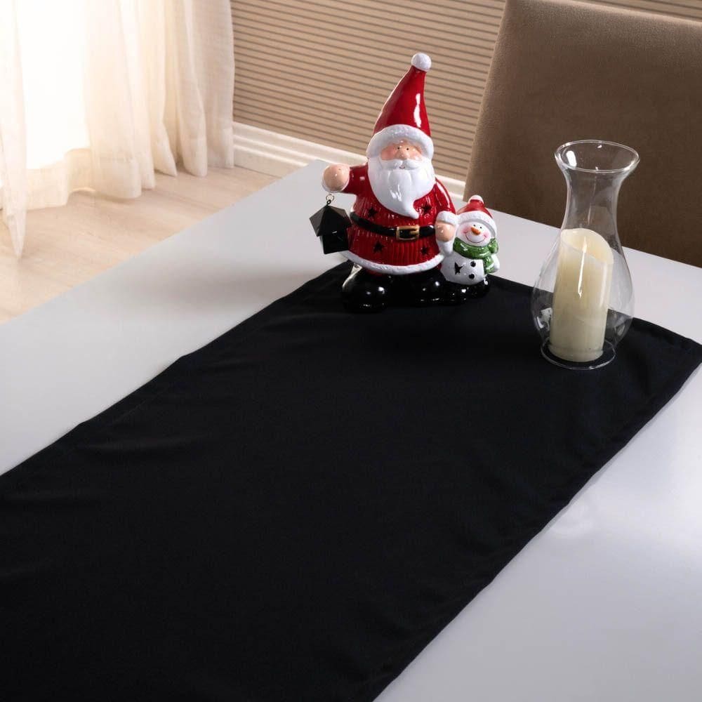 Caminho De Mesa Basic Liso 1 Peça 1,30m X 40cm Decorativo Tecido Oxford Preto 100% Poliéster