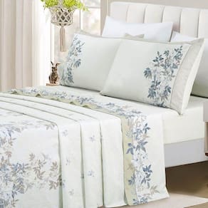 Jogo De Lençol Summer Queen 4 Peças Micropercal 300 Fios Estampado Floral Outono Bege 100% Poliéster