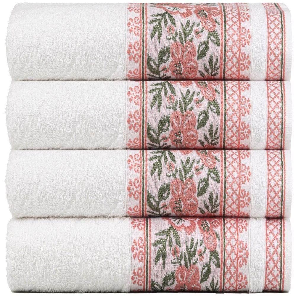 Kit 4 Toalhas De Banho Fio Penteado Jacquard - 70x140cm - Nice - Branco