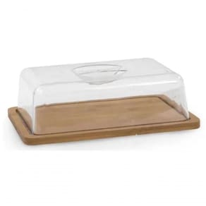 Porta Manteiga Com Tampa Ecokitchen Bambu E Acrílico 20x13 Cm - Mimo Style - Bm20188