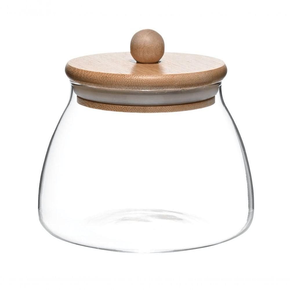 Pote Vidro Tampa Bambu Ecokitchen 500 Ml Mimo Style Vd21049