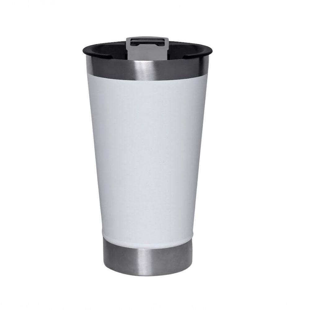Copo Térmico Com Tampa Inox White Cerveja 500 Ml Mimo Style