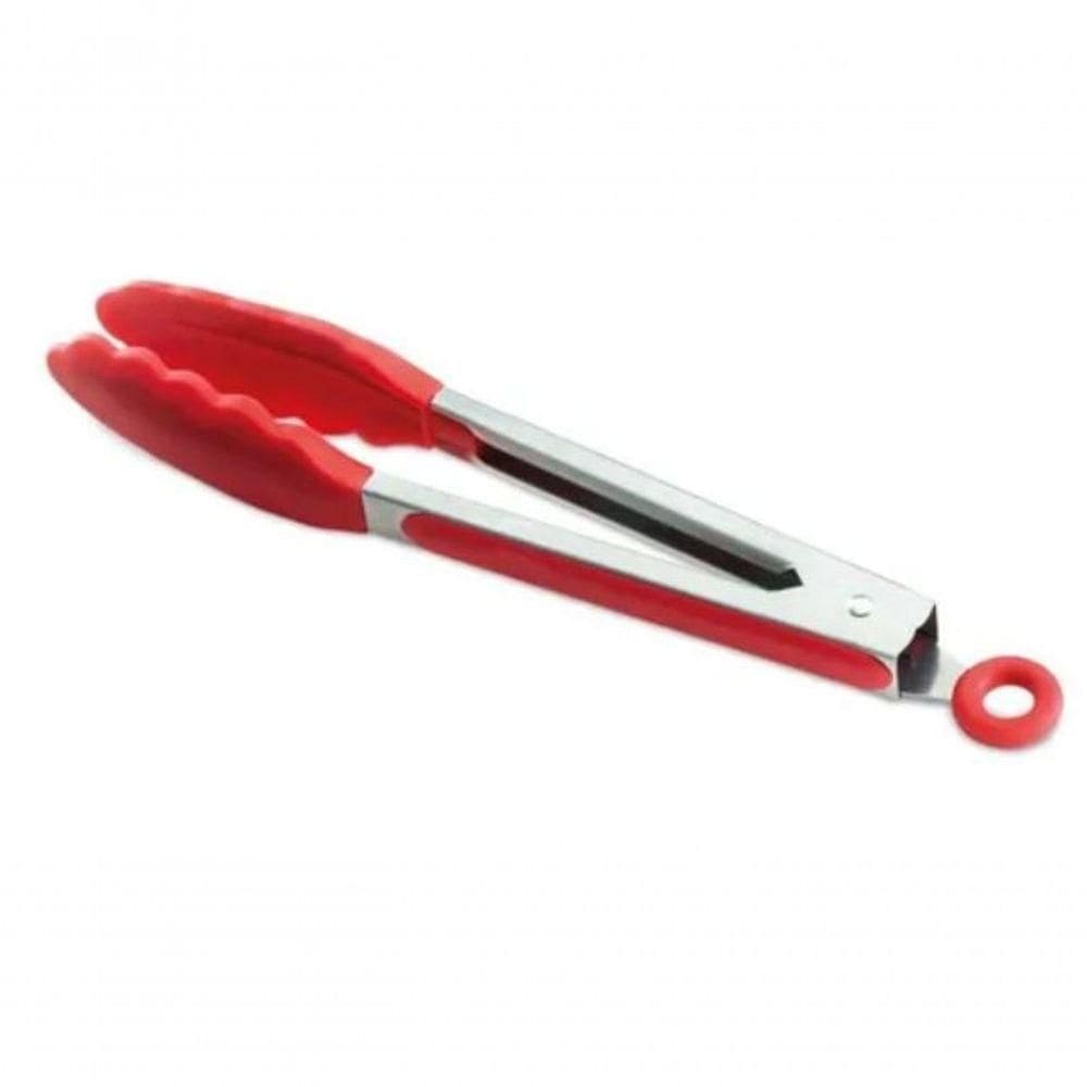 Pegador De Salada Em Inox Com Silicone Vermelho 35 Cm - Mimo Style - Sn11234