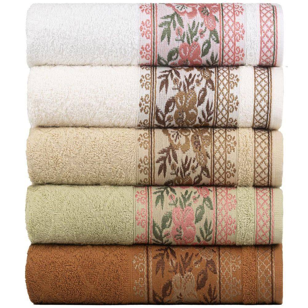 Kit 5 Toalhas De Rosto Fio Penteado Jacquard - 50x70cm - Nice - Kit 3