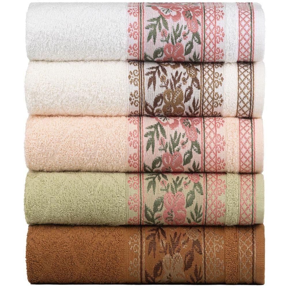 Kit 5 Toalhas De Rosto Fio Penteado Jacquard - 50x70cm - Nice - Kit 4