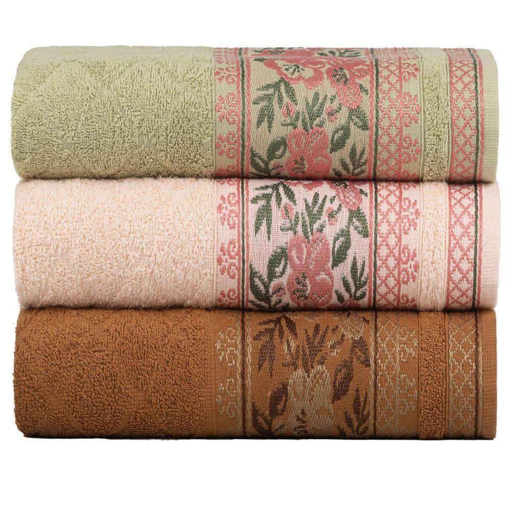 Kit 3 Toalhas De Rosto Fio Penteado Jacquard - 50x70cm - Nice - Kit 3