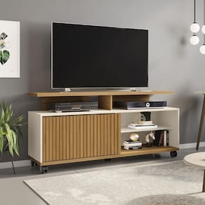 Rack para TV até 55 Polegadas com Nichos 1 Porta e Rodízios Multimóveis CR45295