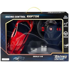 Carrinho De Controle Remoto Raptor Vermelho 1:16 Com Pedal + Volante - Multikids