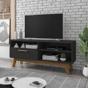 Rack para TV até 55 Polegadas com Nichos e 1 Porta Retrô Multimóveis CR45293