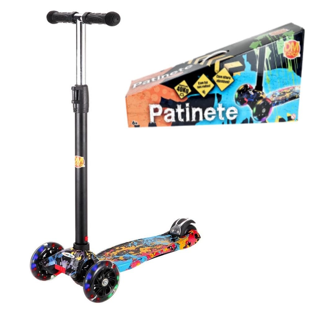 Patinete Para Crianças Até 40kg Ajustavel Flash Arte Dm Toys