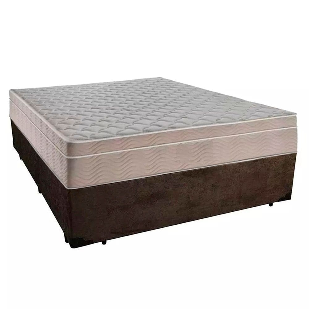 Cama Box Casal Suede + Colchão SerenePrime Molas Ensacadas 138x188x65