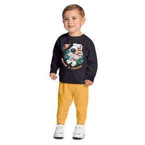 Conjunto Moletom Kyly Peluciado Astronauta Bebê Menino Frio