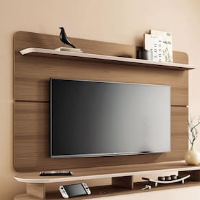 Painel Suspenso Decorativo 1.8 Tv Até 70 Pol. Sala De Estar Kirby Castanho/off White G26 - Gran Belo