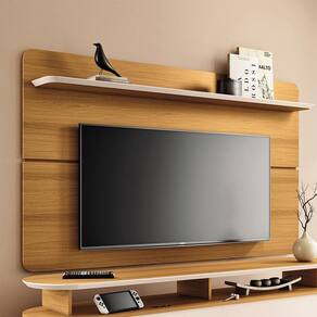 Painel Suspenso Decorativo 1.8 Tv Até 70 Pol. Sala De Estar Kirby Cinamomo/off White G26 - Gran Belo