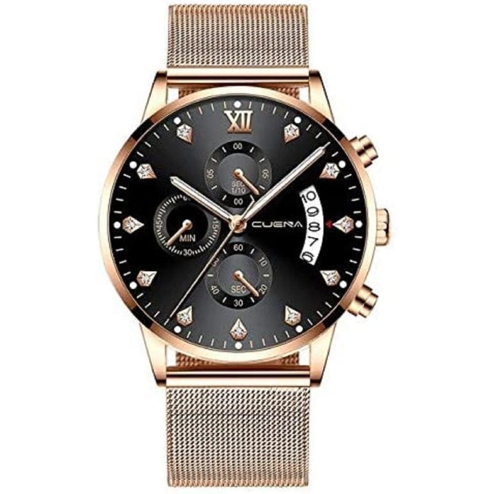 Relógio De Luxo Esporte Cuena 1115 Quartzo À Prova D`Água C/Pulseira de Aço Inoxidável Strass (9)