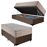 Cama Box Baú Suede Solteiro + Colchão SerenePrime Molas Ensacadas 88x188x69
