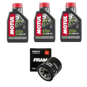 Kit 3 Óleos Motul 5100 10W30 4T 1L + 1 Filtro FRAM CB 500F 14 a 17 CB 500x 14 a 18 CBR 500 13 a 18