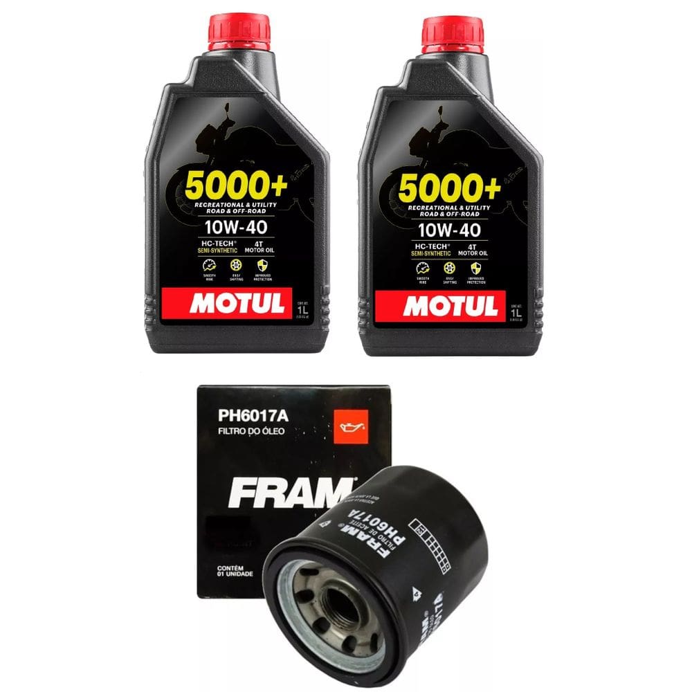 KIT TROCA ÓLEO kawasaki vulcan 650 2x MOTUL 5000 JASO MA2 10W-40 4T 1L semissintético + 1 FILTRO FRAN