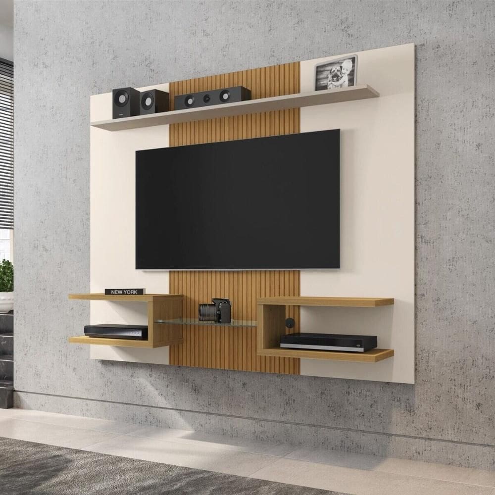 Painel para TV até 55 Polegadas com Vidro e Prateleiras Multimóveis CR45282
