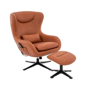 Poltrona Reclinável Giratória Ohio Com Apoio Para Os Pés Massagem Aquecimento Pu Caramelo G56 - Gran Belo