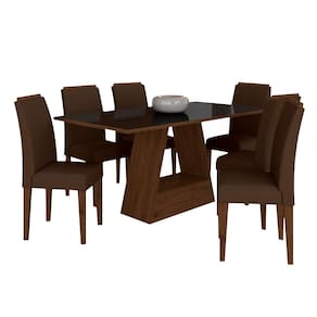 Mesa Com 6 Cadeiras Pierre 1,60 Imbuia/preto/marrom - Móveis Arapongas