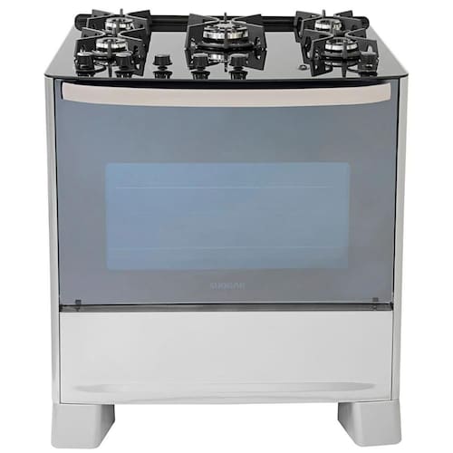 imagem-Fogão Suggar Master Grill 5 Queimadores Mesa Vidro Prata Inox - 110V