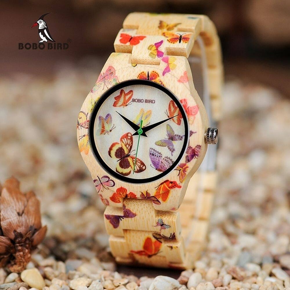 Relógio Feminino de Madeira BOBO BIRD WO20 Não à prova d` água