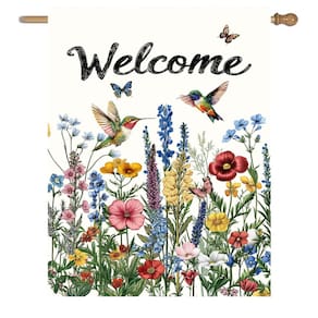 Bandeira de jardim DzGlobal Spring Hummingbird House 70x100cm Poliéster