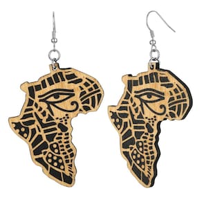 Brincos FaithHeart African Map Wood para mulheres