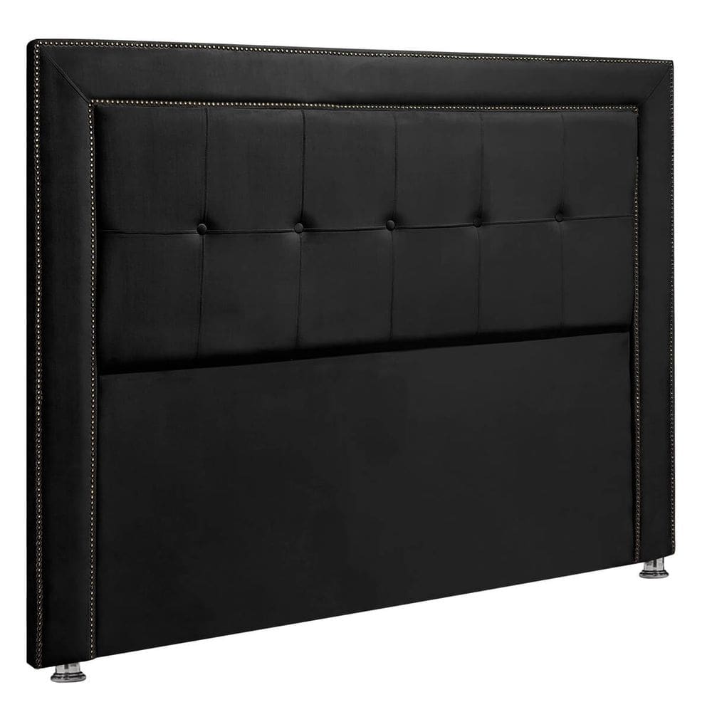Cabeceira Estofada para Cama Box Casal 140cm Ravena Veludo - SOFA STORE Cor:Veludo Preto