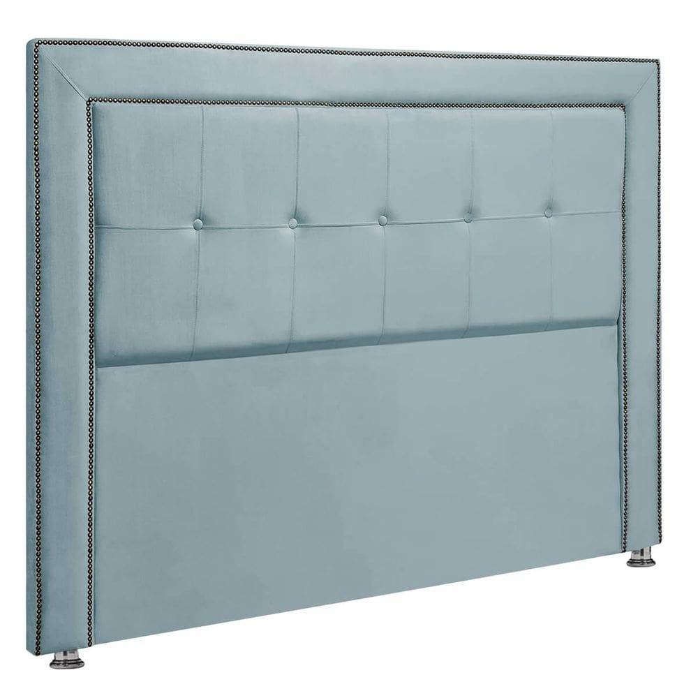 Cabeceira Estofada para Cama Box Casal 140cm Ravena Veludo - SOFA STORE Cor:Veludo Azull Tiffany
