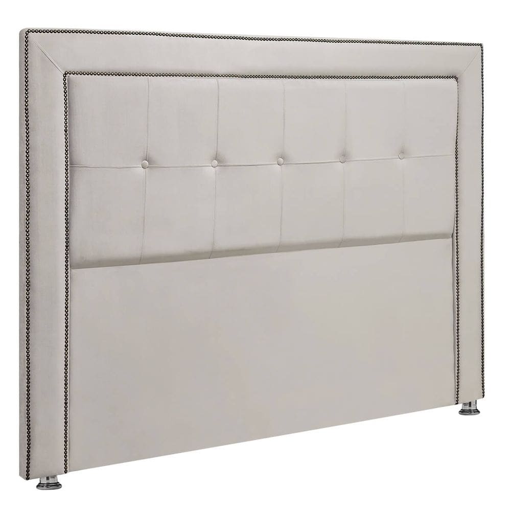 Cabeceira Estofada para Cama Box Casal 140cm Ravena Veludo - SOFA STORE Cor:Veludo Bege Marfim
