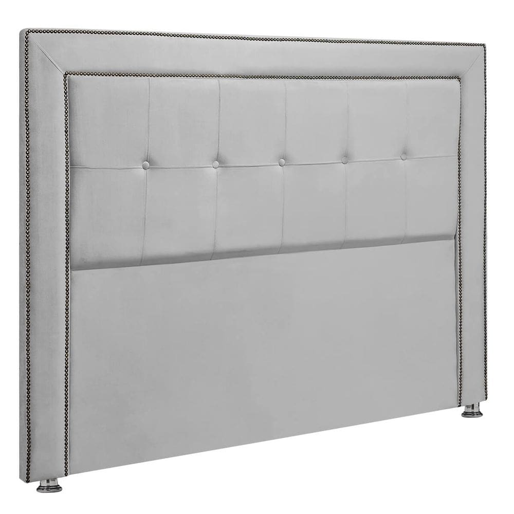 Cabeceira Estofada para Cama Box Casal 140cm Ravena Veludo - SOFA STORE Cor:Veludo Cinza Claro