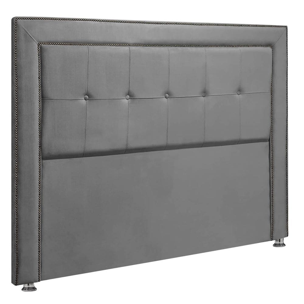 Cabeceira Estofada para Cama Box Casal 140cm Ravena Veludo - SOFA STORE Cor:Veludo Cinza Grafite