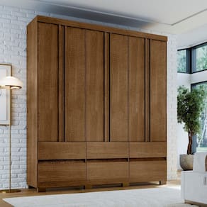 Guarda-Roupa 6 Portas 6 Gavetas sem Espelho Luka Malbec