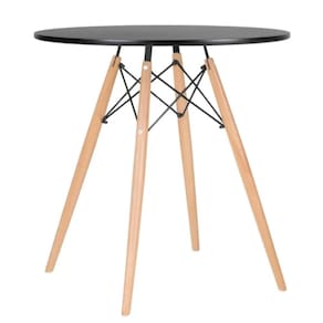 Mesa Cozinha Redonda Eiffel Madeira MDF Tx 70cm Preto