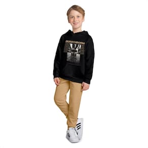 Conjunto Moletom Kyly Premium Infantil Menino Preto e Camurça