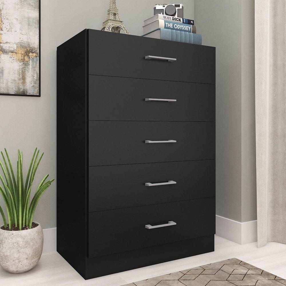 Cômoda para Quarto com 5 Gavetas Aruba Preto
