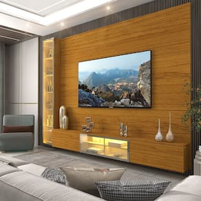 Home 217cm 3 Portas com 2 Porta Reflecta com LED 100% MDF Luminare Naturale