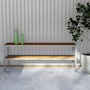 Aparador para Jardim 200cm em Estrutura de Alumínio Malta Cinza/Madeira