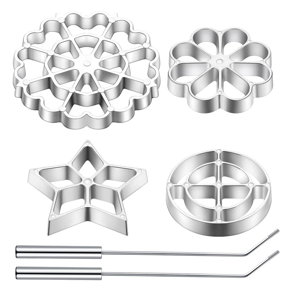 Conjunto de moldes de ferro Rosette Ziliny Bunuelos com alça de 6 peças