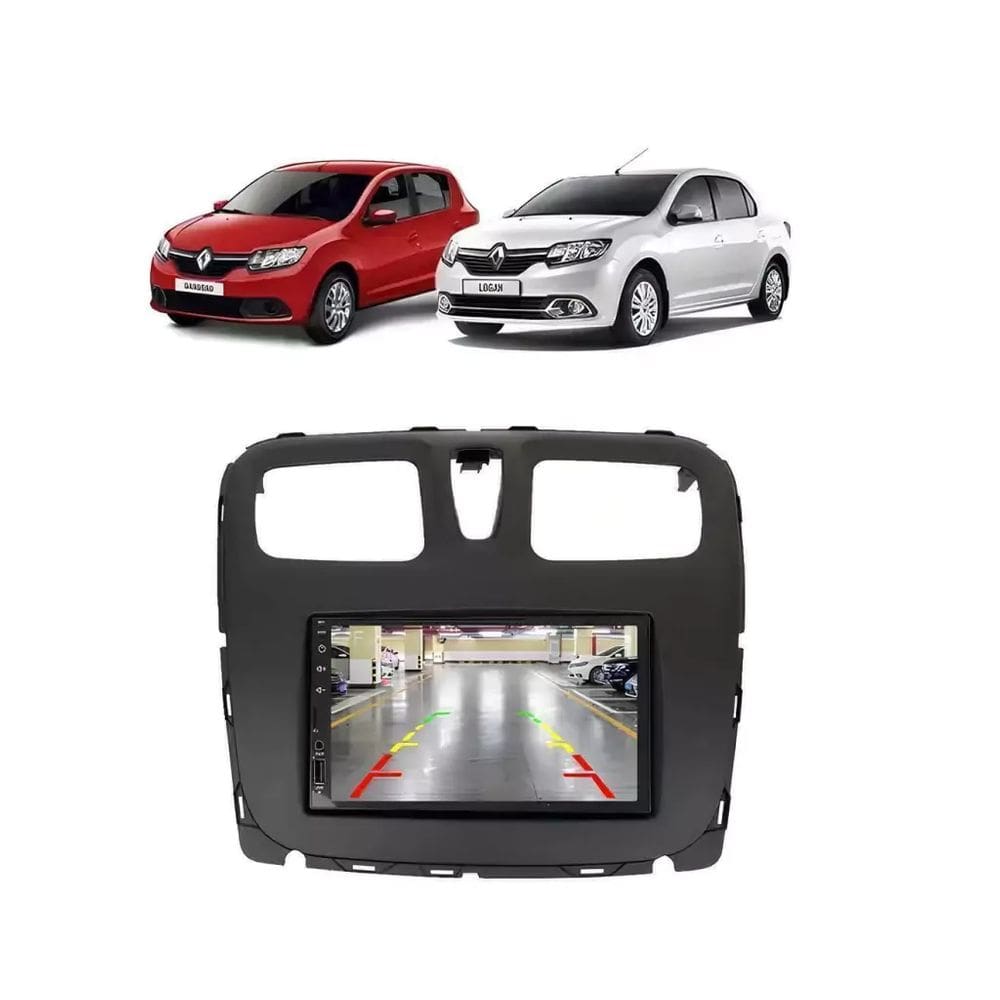 Kit Multimídia Sandero Logan 2015 / 2023 Life Mp5 7 Pol Bt Usb Fm Leitor SD